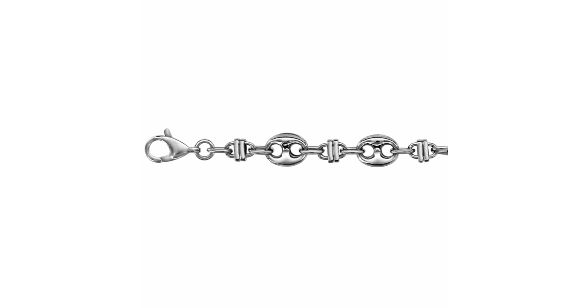 Bracelet grains de café 9x12mm acier, régl. jusque 21.5cm